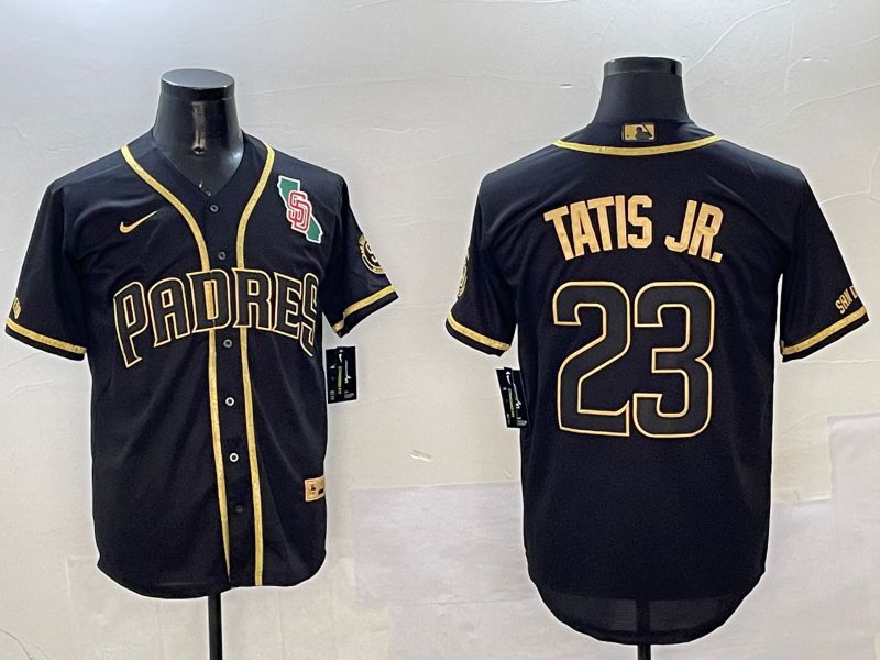 Men San Diego Padres 23 Tatis jr Black Gold Game 2025 Nike MLB Jersey style 11